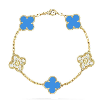 [Elite] CLOVER 5 MOTIF BLUE AGATE BRACELET COLLECTION