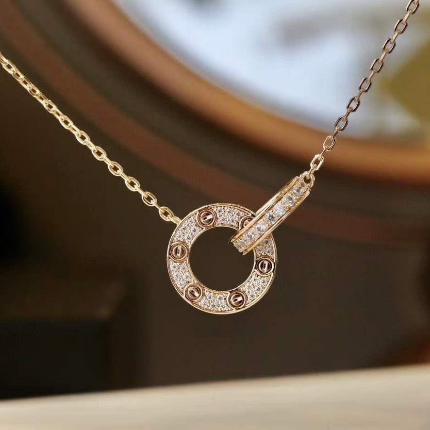 [Elite]LOVE  FULL DIAMOND PENDANT NECKLACE