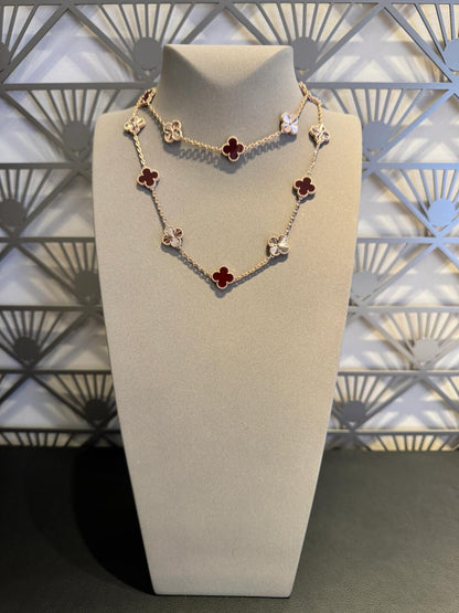 [Elite]CLOVER 20 MOTIFS LASER CARNELIAN NECKLACE