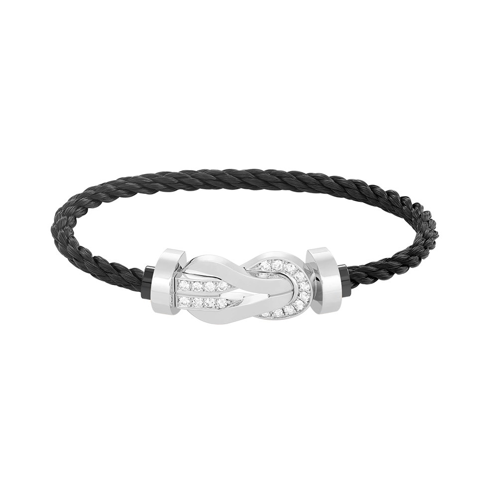 [Elite]CHANCE LARGE 8 FIGURE BUCKLE HALF DIAMOND BRACELET SILVER