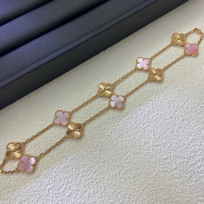 [Elite]CLOVER 10 MOTIFS  LASER PINK MOP NECKLACE