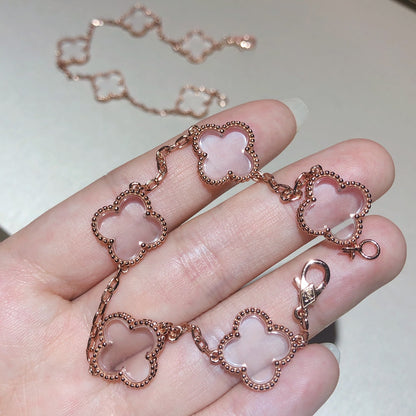 [Elite]CLOVER 5 MOTIF ROCK CRYSTAL BRACELET