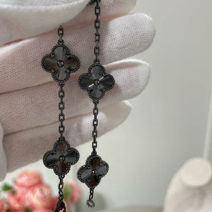 [Elite]CLOVER 5 MOTIF BLACK BRACELET