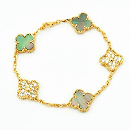 [Elite] CLOVER 5 MOTIF GRAY MOP BRACELET COLLECTION