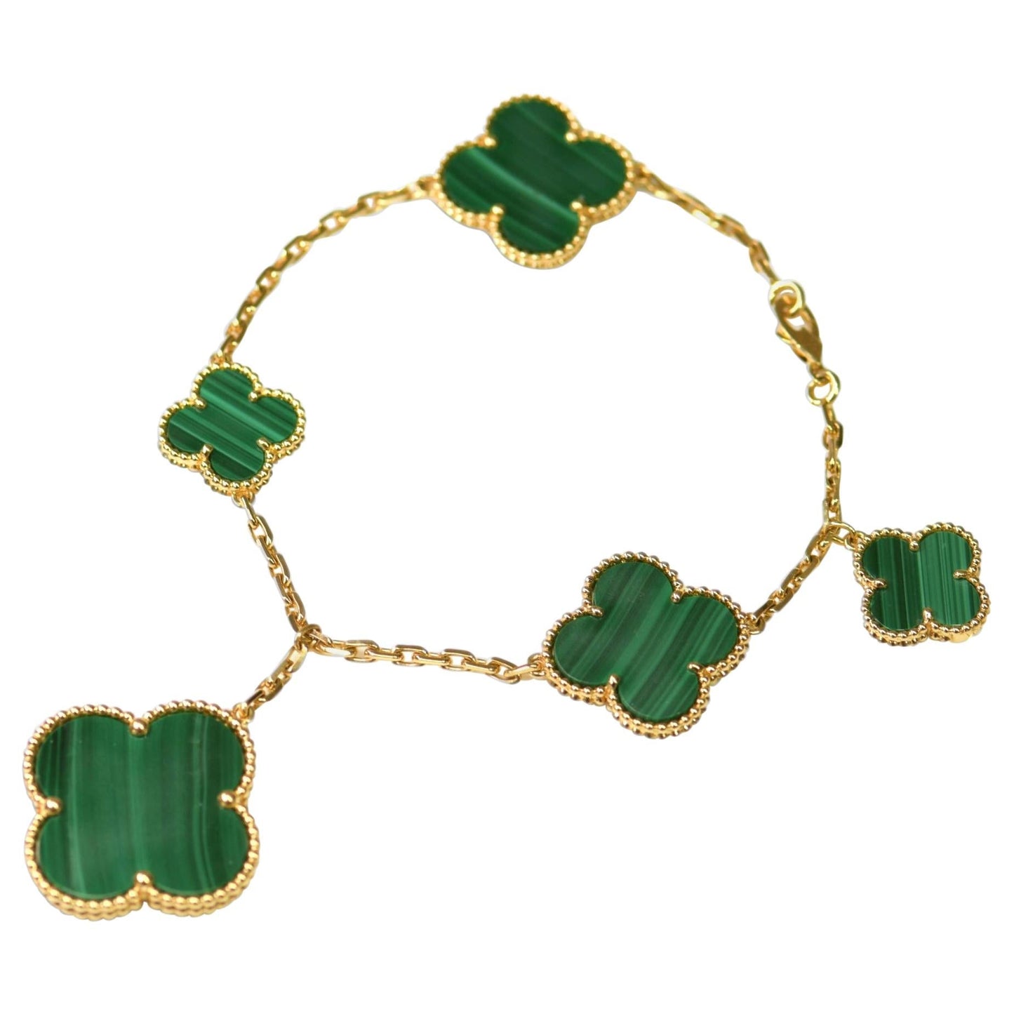 [Elite]MAGIC CLOVER MALACHITE GOLD BRACELET 5 MOTIFS