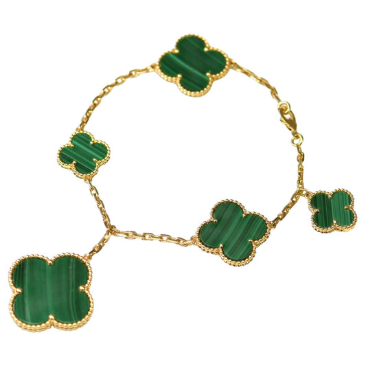 [Elite]MAGIC CLOVER MALACHITE GOLD BRACELET 5 MOTIFS