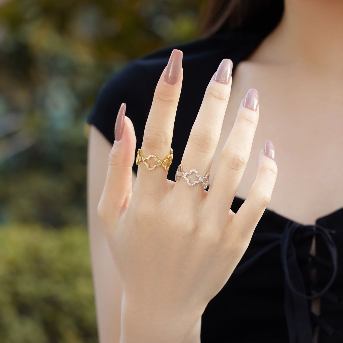 [Elite]Hollow Design Four-Leaf Clover Flower Shape Ring