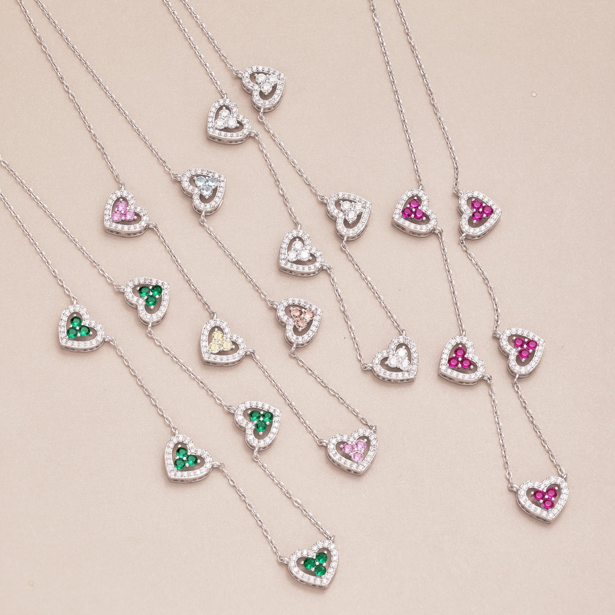 [Elite]Sparkling Five Heart Necklace
