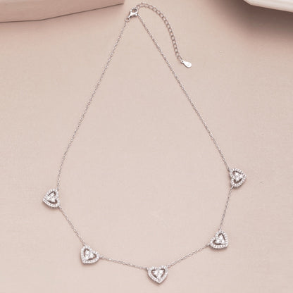 [Elite]Sparkling Five Heart Necklace