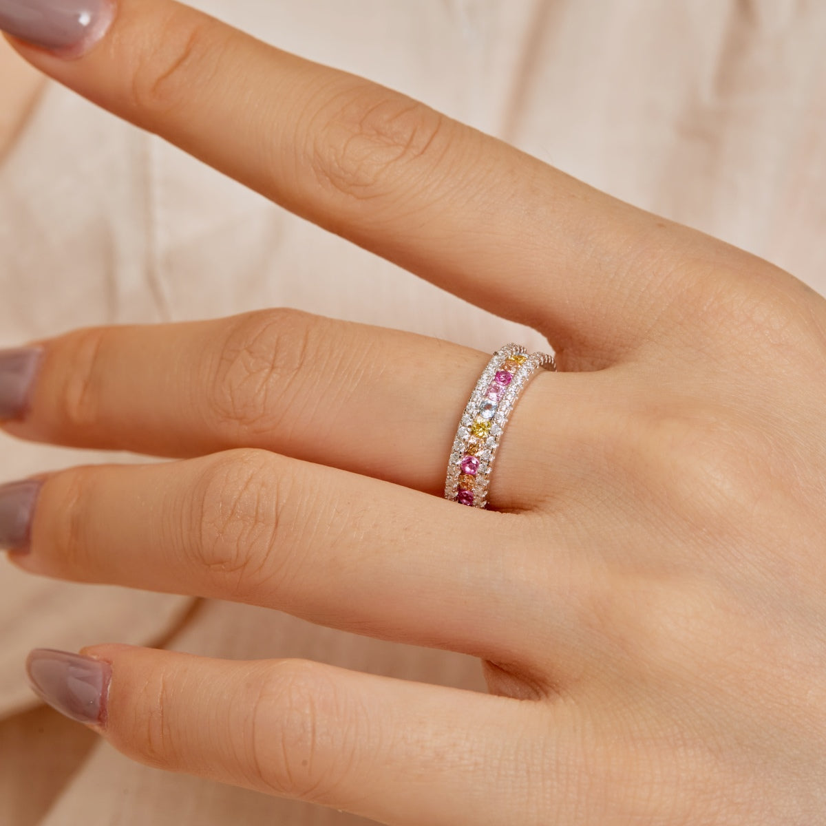 [Elite]Delicate Colorful Round Cut Daily Ring