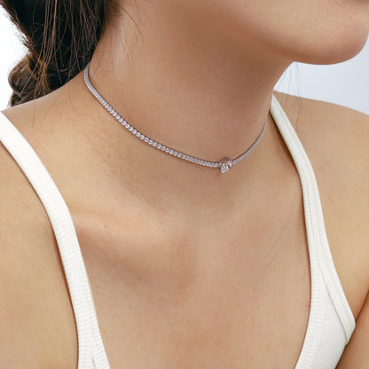 [Elite]1.0 carat Unique Pear Cut Tennis Necklace