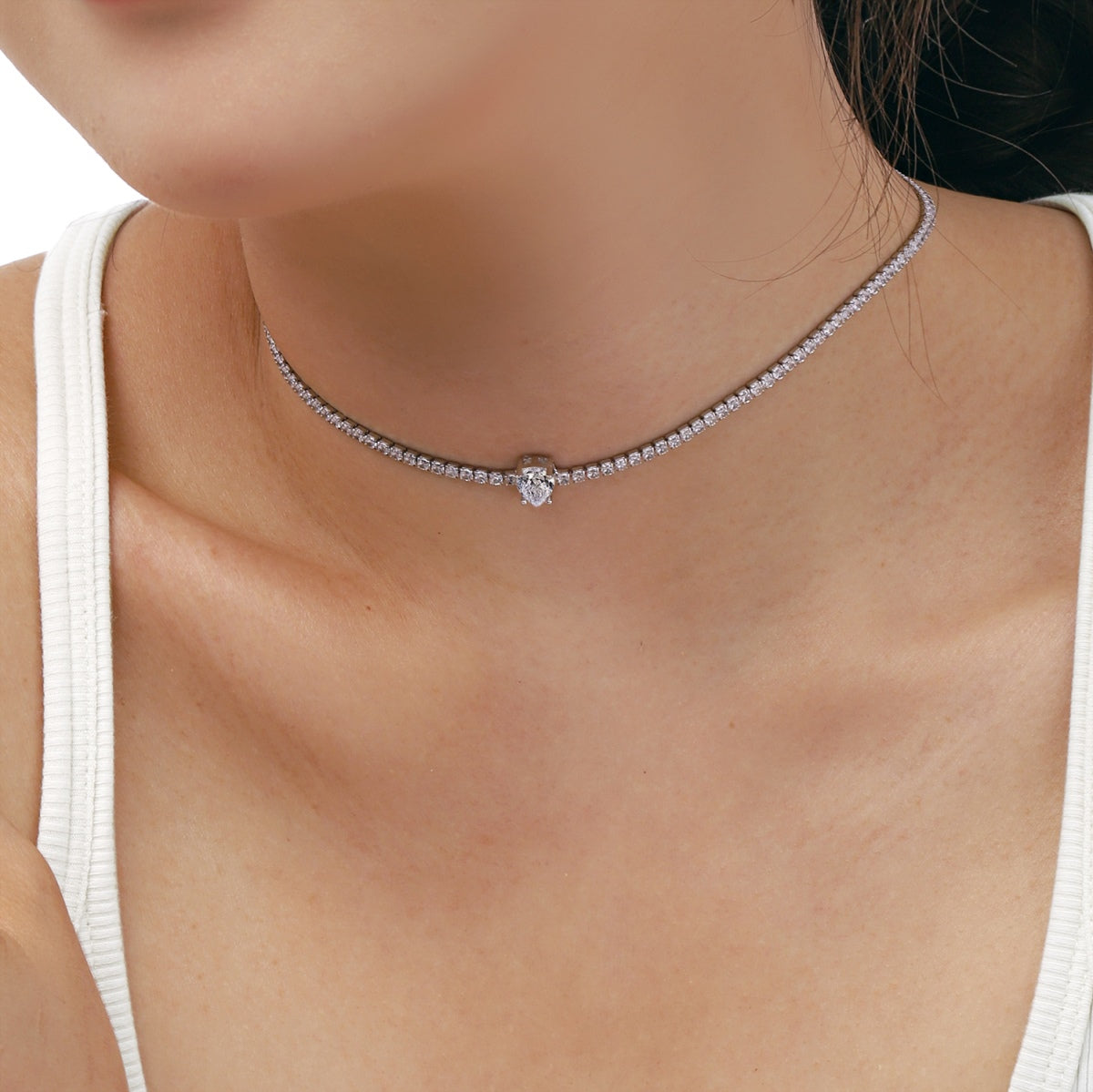 [Elite]1.0 carat Unique Pear Cut Tennis Necklace