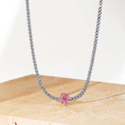 [Elite]1.0 carat Unique Pear Cut Tennis Necklace