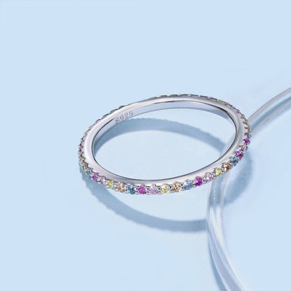 [Elite]Ornate Colorful Round Cut Tennis Ring
