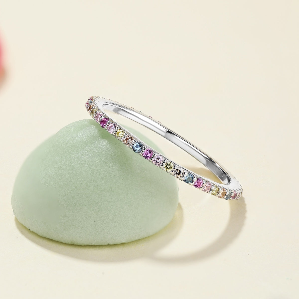 [Elite]Ornate Colorful Round Cut Tennis Ring