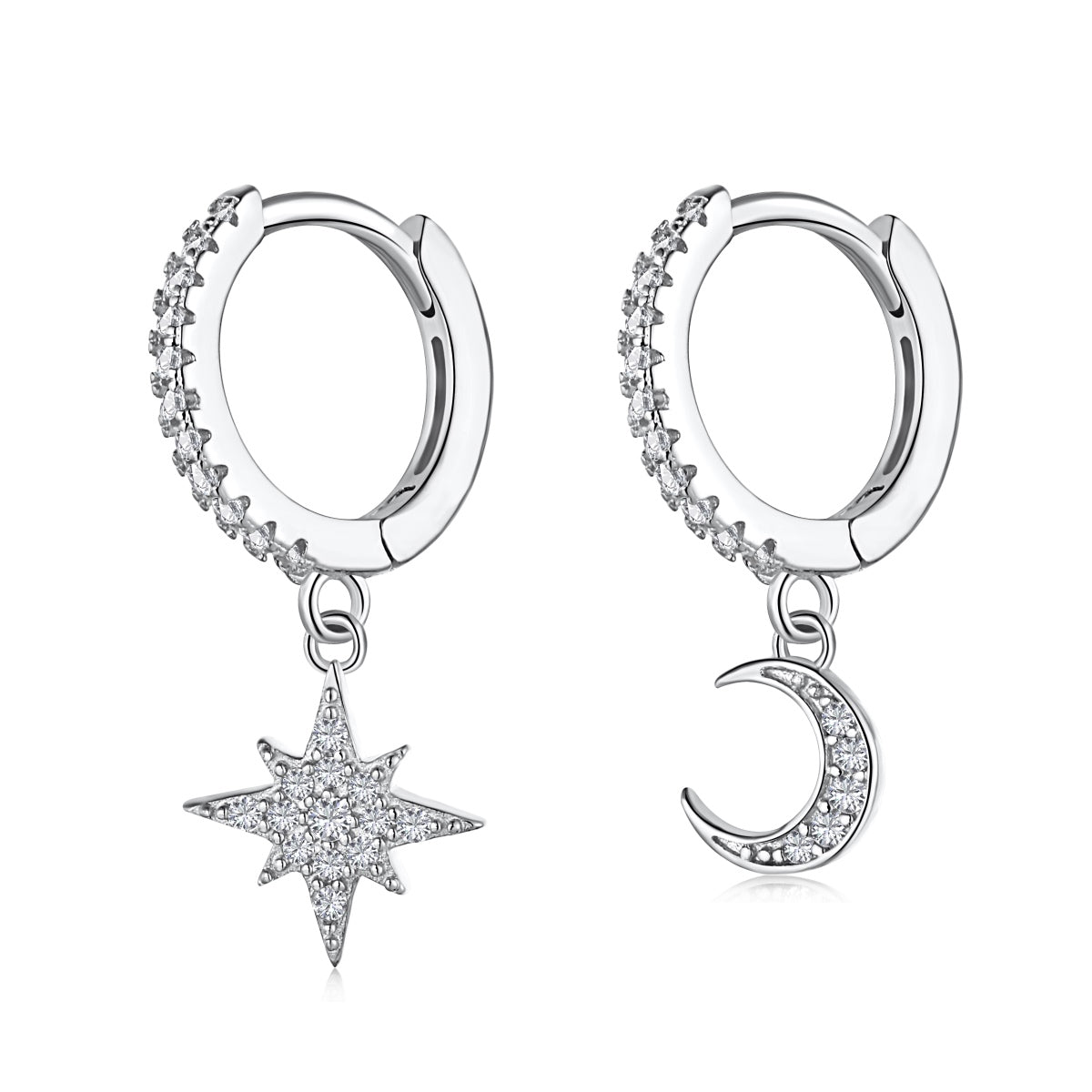 [Elite]Star and Moon Asymmetric Earrings