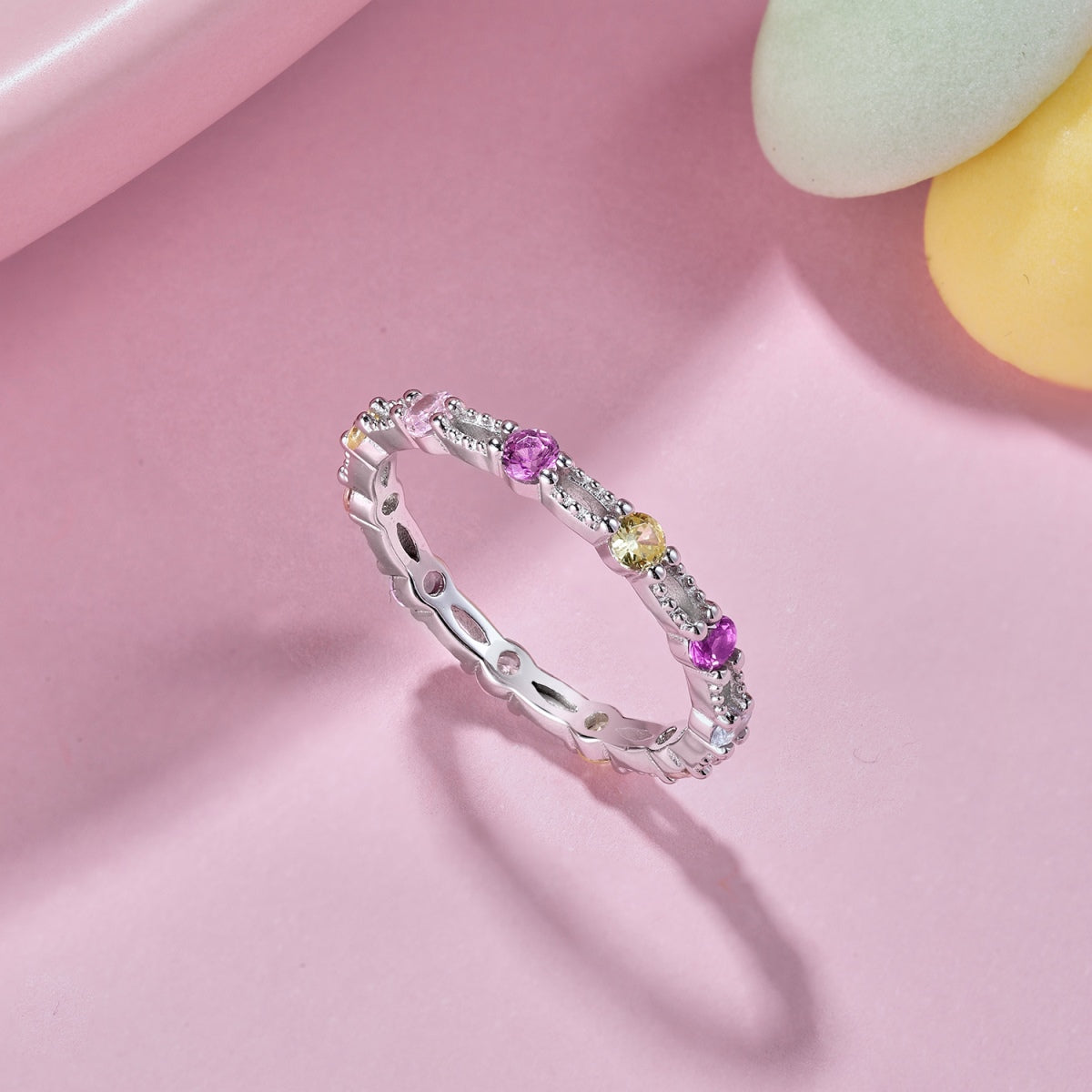 [Elite]Sparkling Colorful Round Cut Tennis Ring