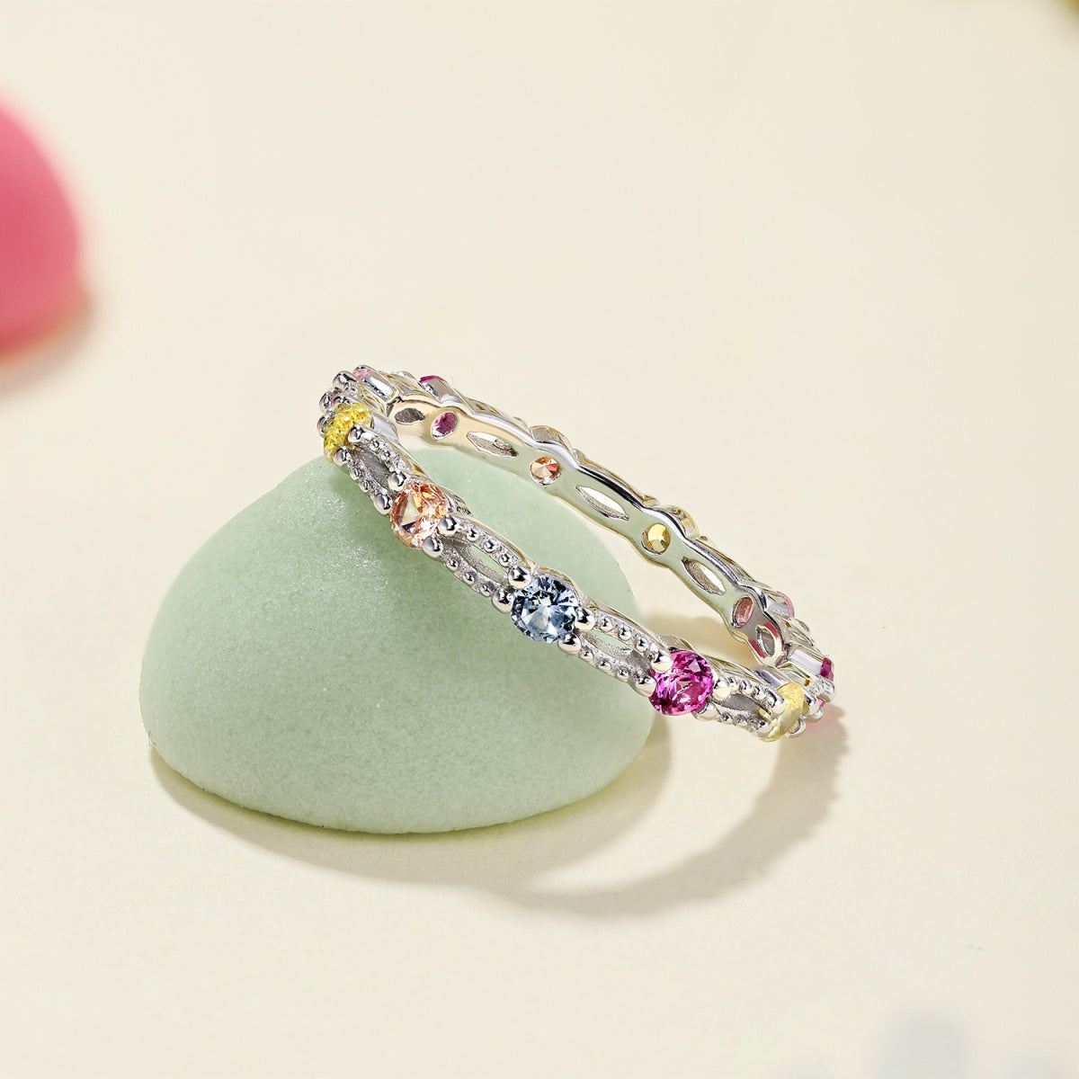 [Elite]Sparkling Colorful Round Cut Tennis Ring