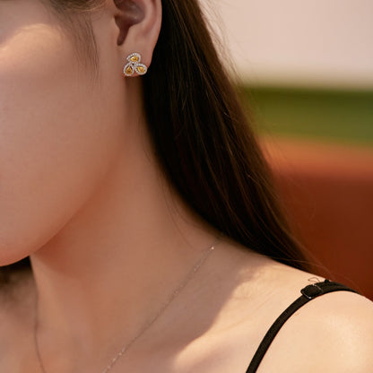 [Elite]Ornate Flower Shape Pear Cut Lover Earrings