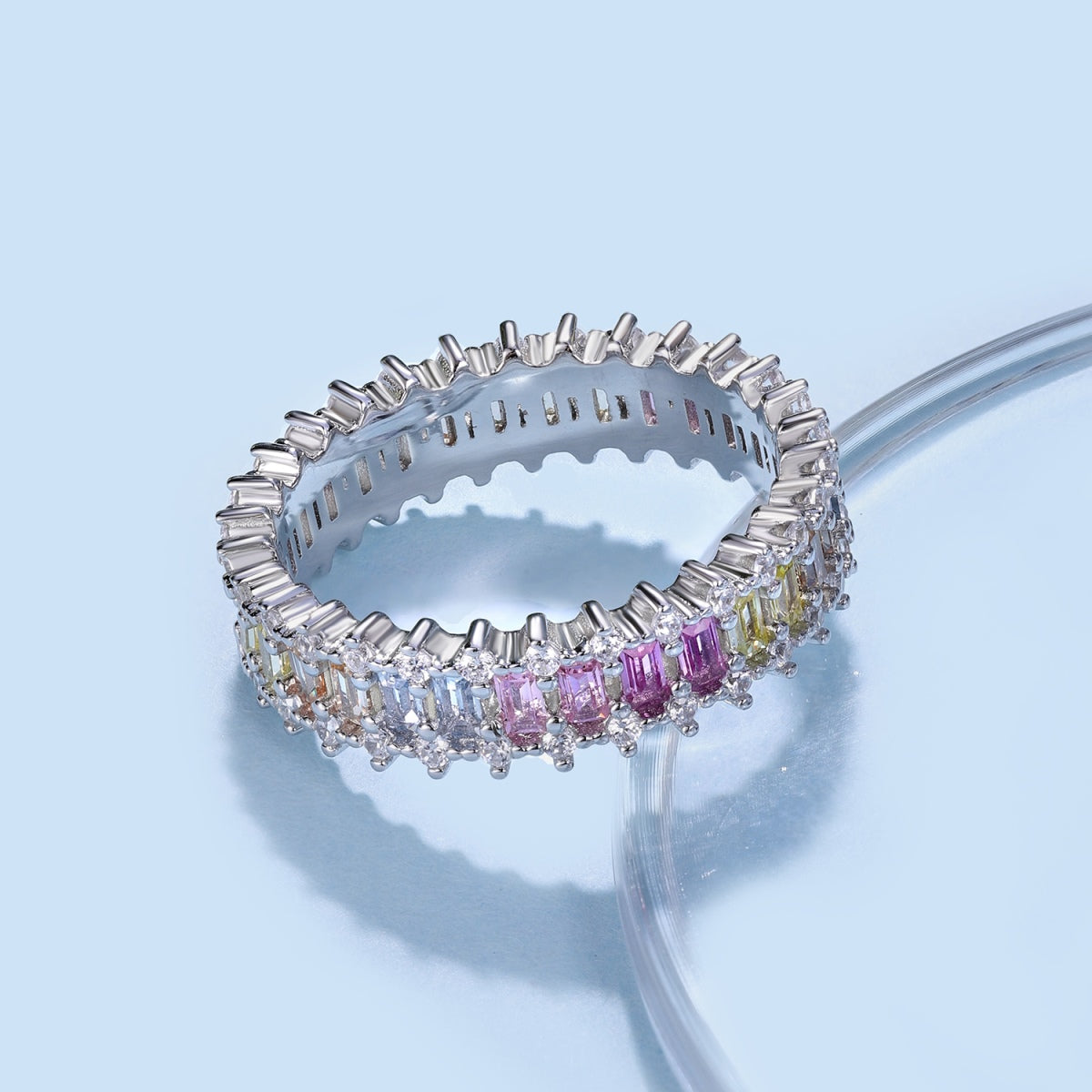 [Elite]Splashy Ornate Emerald Cut Cocktail Ring