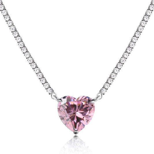 [Elite]8.0 Carat Versatile Colorful Sweet Heart-Shaped Tennis Necklace