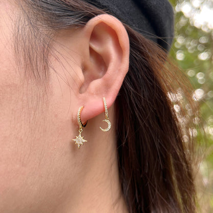 [Elite]Star and Moon Asymmetric Earrings