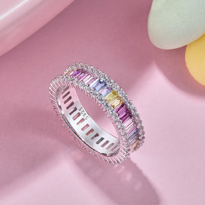 [Elite]Dainty Kaleidoscopic Emerald Cut Daily Ring