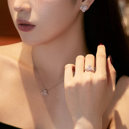 [Elite]Ornate Flower Shape Pear Cut Lover Earrings