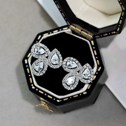 [Elite]Ornate Flower Shape Pear Cut Lover Earrings