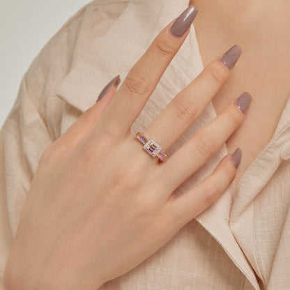 [Elite]Exquisite Colorful Radiant Cut Party Ring