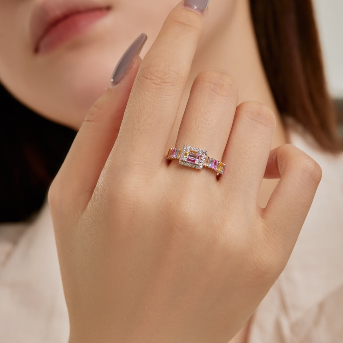 [Elite]Exquisite Colorful Radiant Cut Party Ring