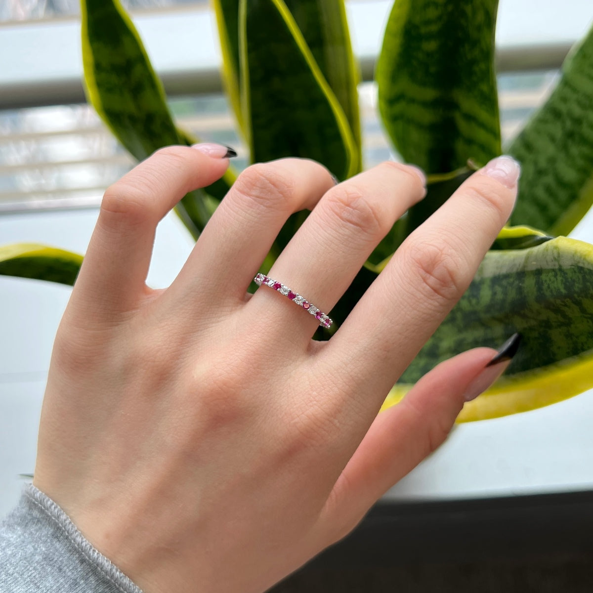 [Elite]Exquisite Colorful Round Cut Tennis Ring