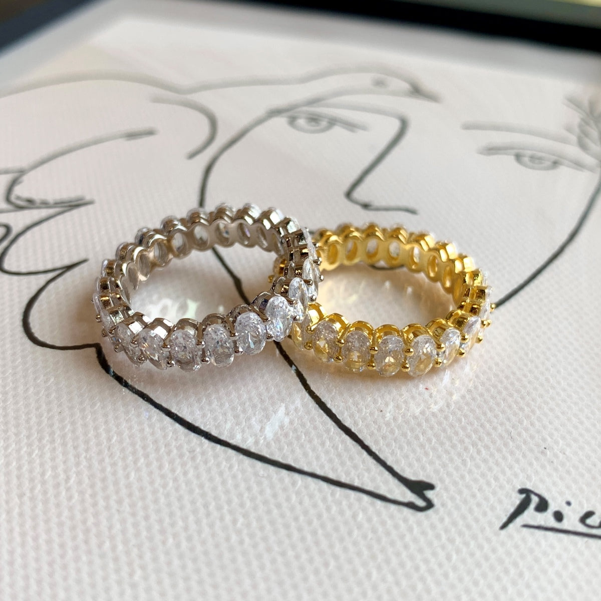 [Elite]Ornate Oval Cut Tennis Ring