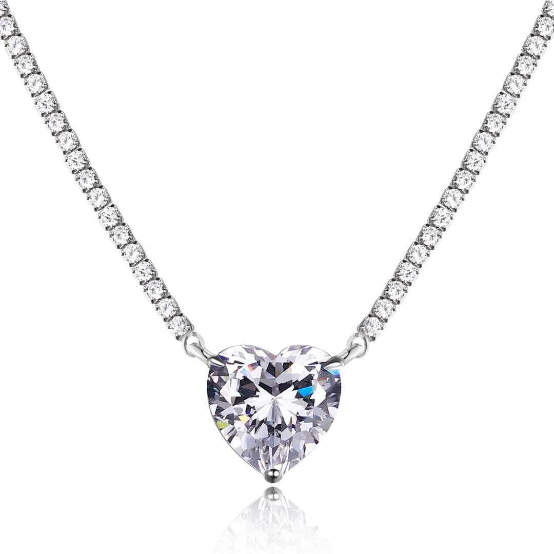 [Elite]8.0 Carat Versatile Colorful Sweet Heart-Shaped Tennis Necklace