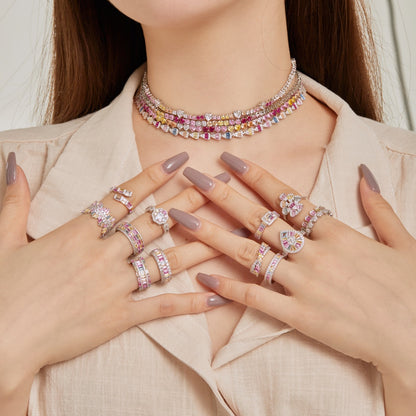 [Elite]Charming Colorful Radiant Cut Adjustable Daily Ring