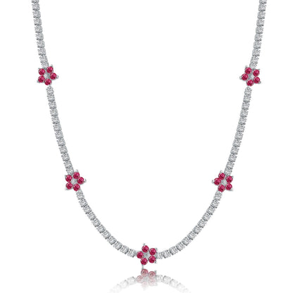 [Elite]Luxurious Colorful Flower Tennis Necklace