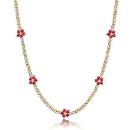 [Elite]Luxurious Colorful Flower Tennis Necklace