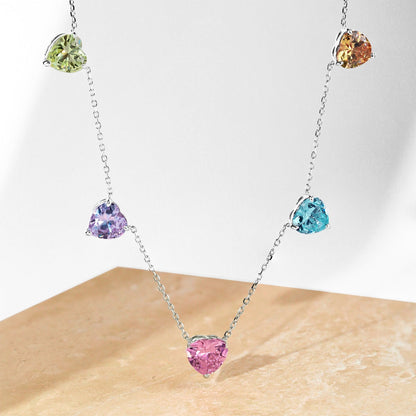 [Elite]Sparkling Colorful Heart Cut Necklace
