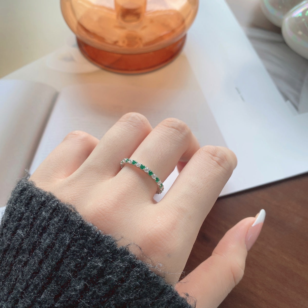 [Elite]Exquisite Colorful Round Cut Tennis Ring