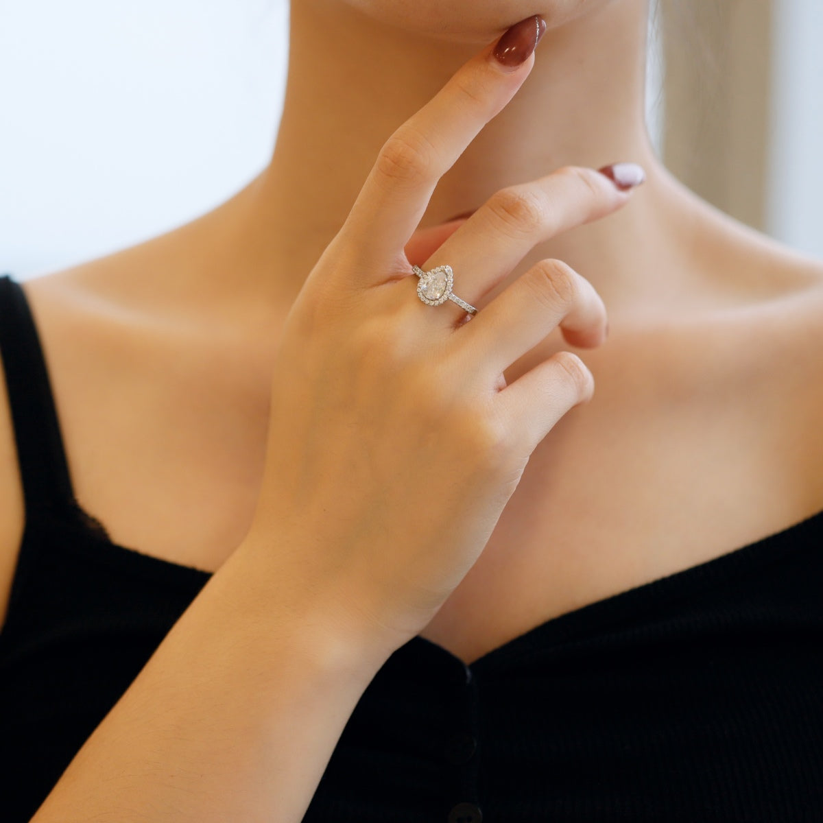 [Elite]1.0 Carat Luxurious Resplendent Water Drop Shape Wedding Ring