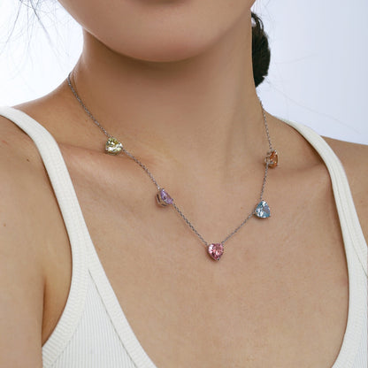 [Elite]Sparkling Colorful Heart Cut Necklace
