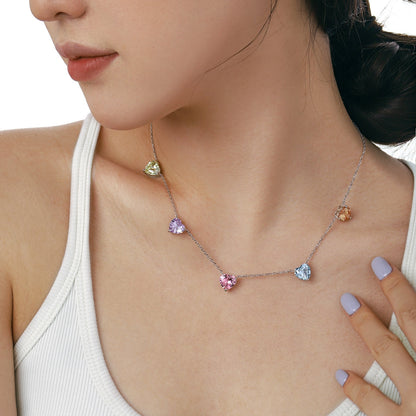 [Elite]Sparkling Colorful Heart Cut Necklace
