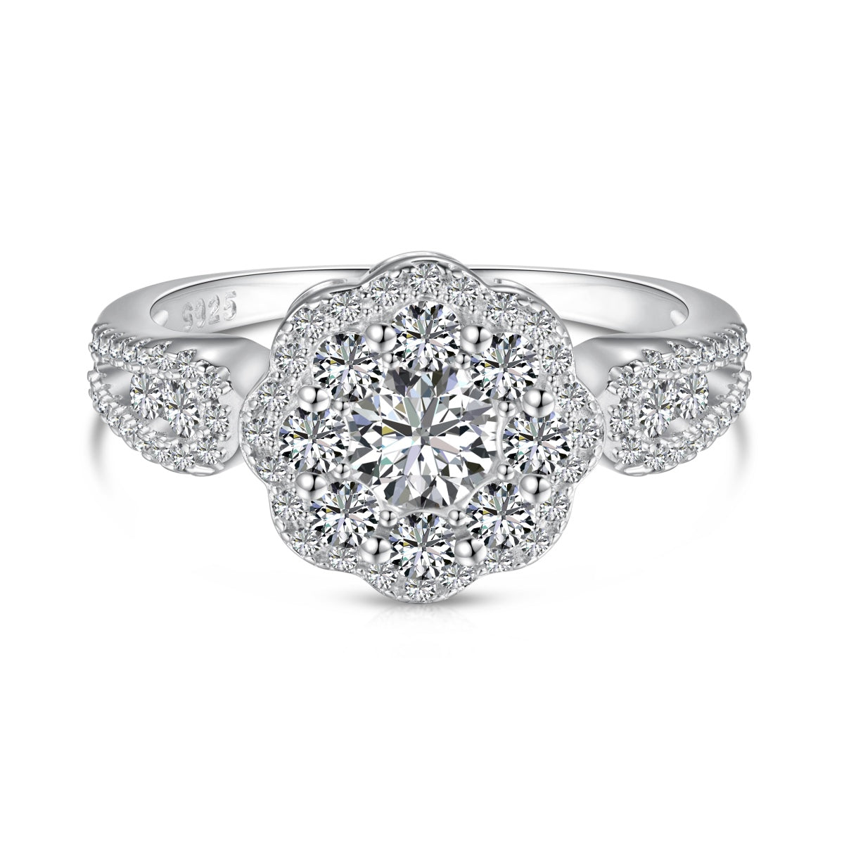 [Elite]Delicate Colorful Round Cut Flower Shape Wedding Ring