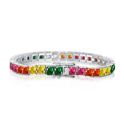[Elite]Radiant Colorful Princess Cut Tennis Bracelet