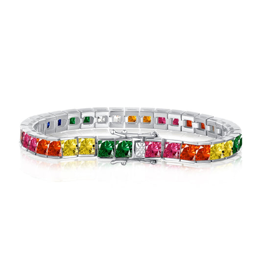 [Elite]Radiant Colorful Princess Cut Tennis Bracelet