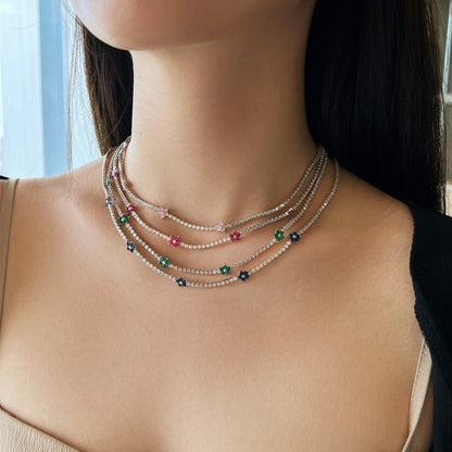 [Elite]Luxurious Colorful Flower Tennis Necklace