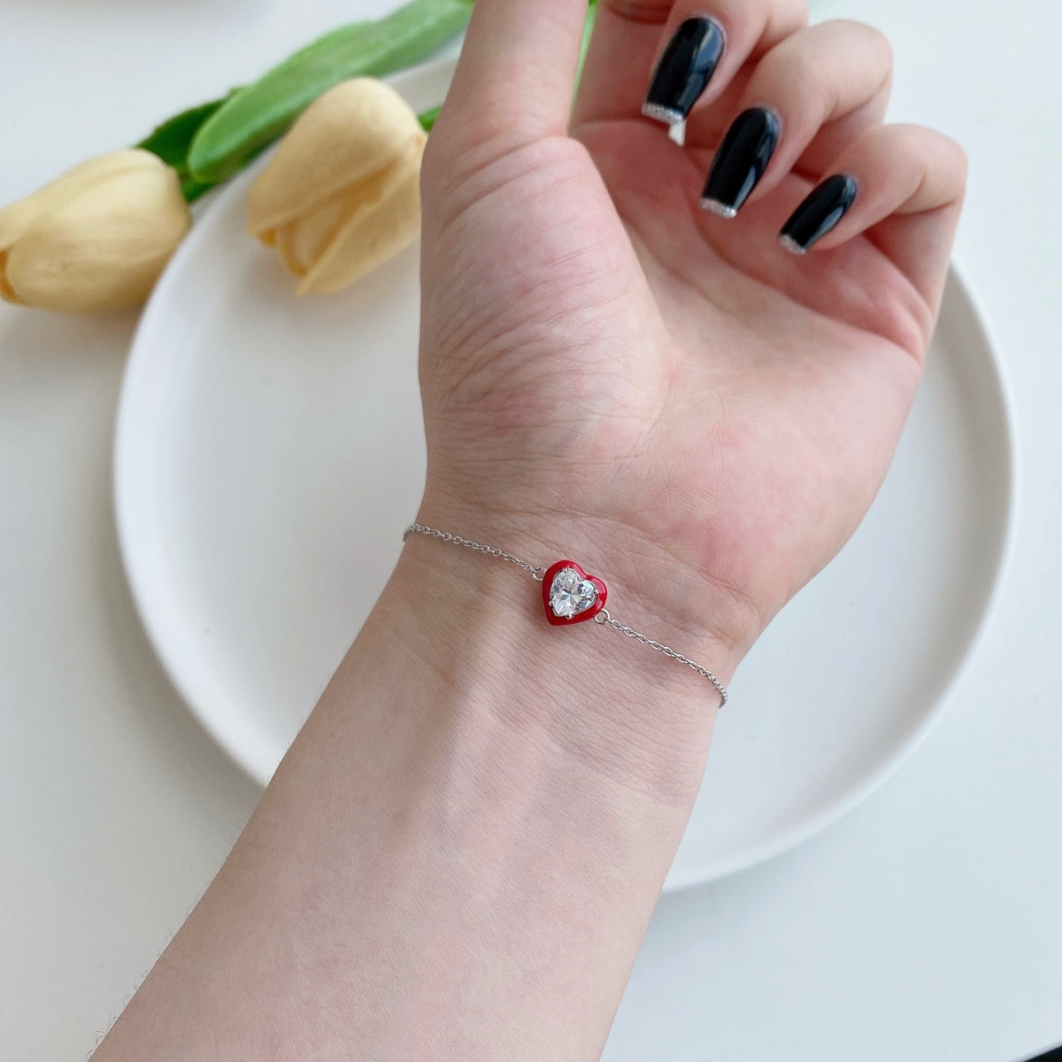 [Elite]Sparkling Romantic Heart Shape Lover Bracelet