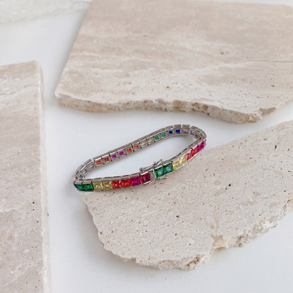 [Elite]Radiant Colorful Princess Cut Tennis Bracelet