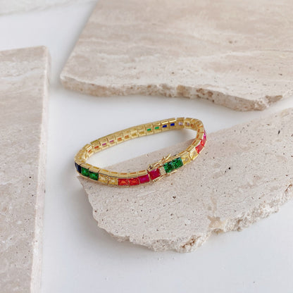 [Elite]Radiant Colorful Princess Cut Tennis Bracelet