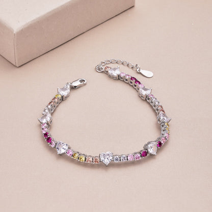 [Elite]Romantic Heart Shape Round Cut Lover Bracelet